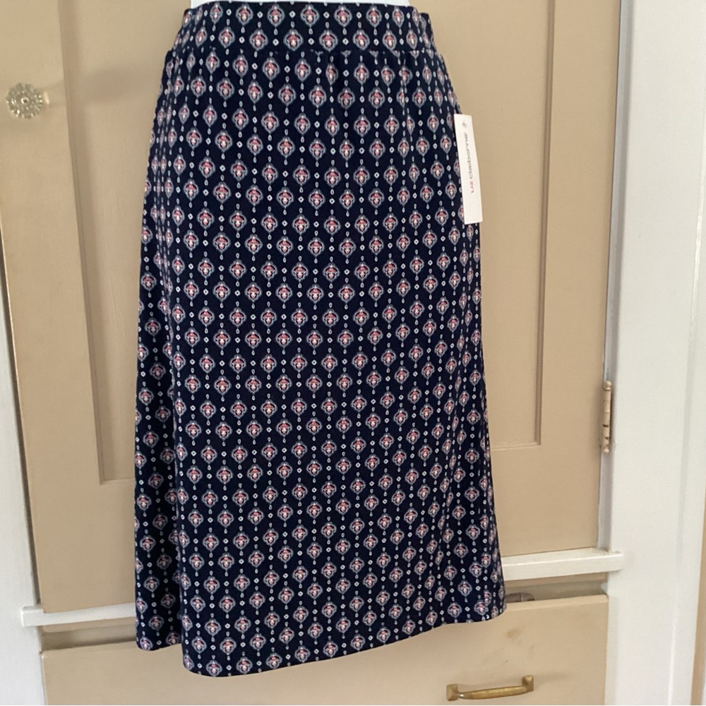 Liz Claiborne Blue and White Midi Pencil Skirt Petite Medium NWT